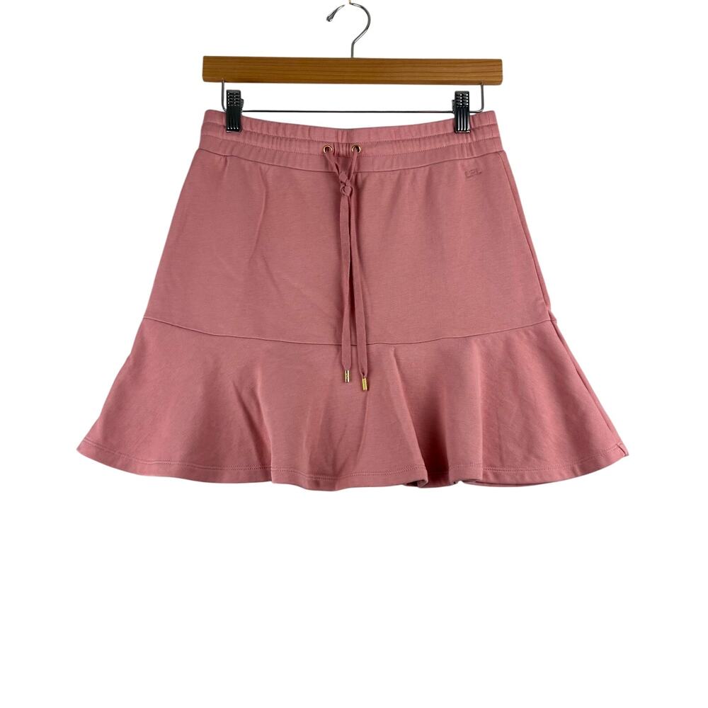 Ralph Lauren French Terry Ruffle Skirt Womens Small Elastic Waist Cotton Stretch